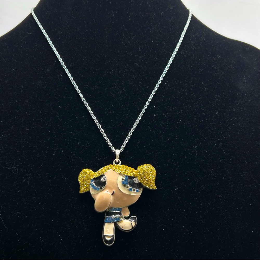 Power Puff Girls, Vintage, Cloisonne And Crystal Bubbles Necklace, Pendant